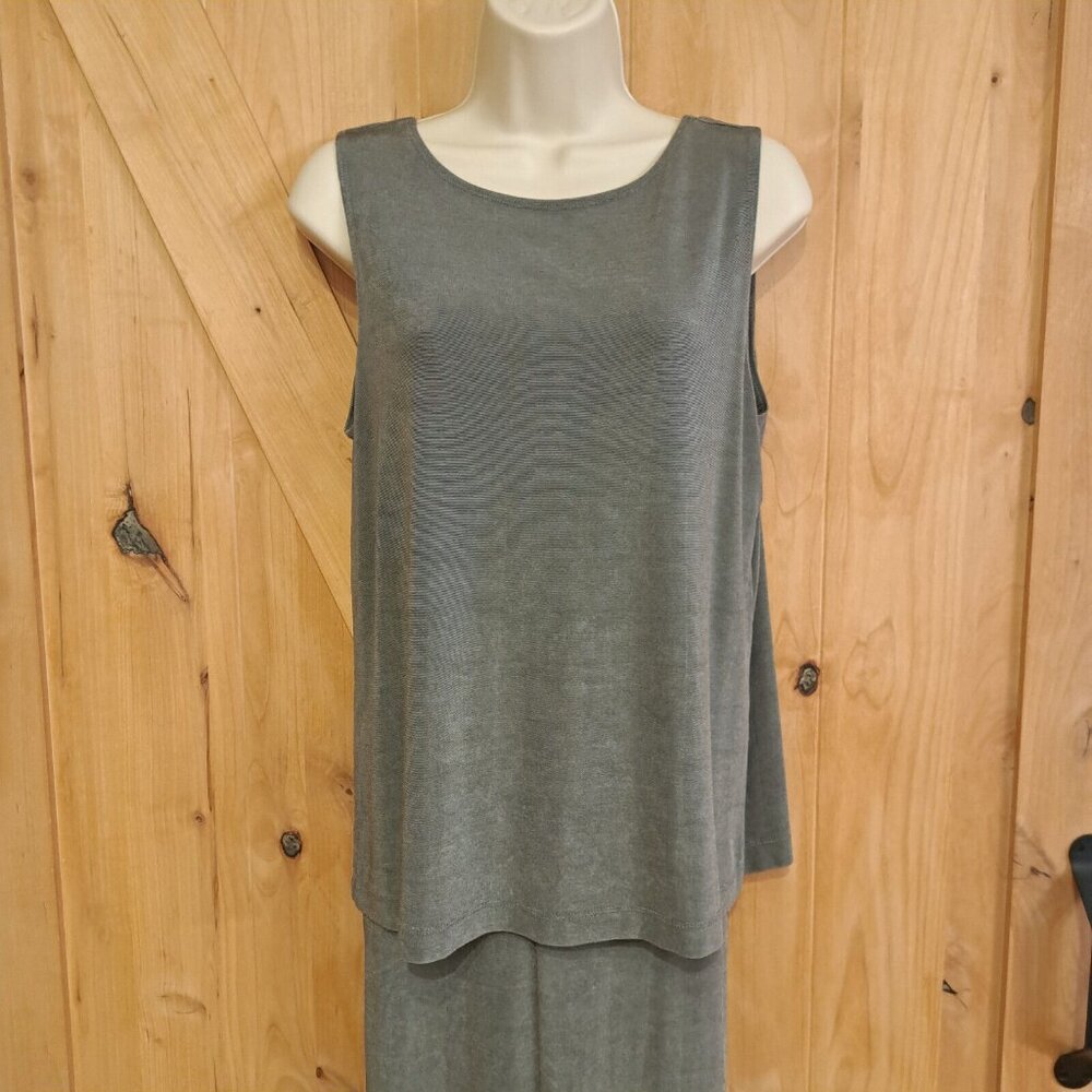 Chicos Travelers 12P/14P 3 Piece Tank Jacket Pants Gray Open Womens Large Petite - Picture 2 of 6